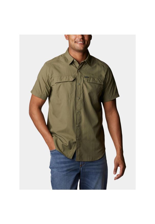 columbia - Koszulka turystyczna męska Columbia Silver Ridge 2.0. Kolor: zielony. Długość rękawa: krótki rękaw. Długość: krótkie. Sezon: lato. Sport: turystyka piesza