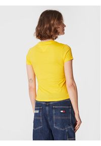 Tommy Jeans T-Shirt Essential Logo DW0DW14899 Żółty Regular Fit. Kolor: żółty. Materiał: syntetyk