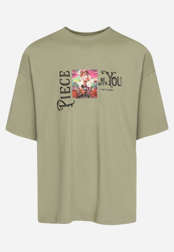 Born2be - Jasnozielona Koszulka z Bawełny Ozdobiona Naszywkami Ranessa. Okazja: na co dzień. Kolor: zielony. Materiał: bawełna. Wzór: aplikacja. Styl: casual