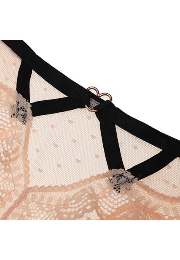 Intica - Majtki koronkowe z wycięciem na co dzień BarbaraAnne. Kolor: beżowy. Materiał: koronka