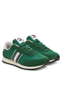 Tommy Jeans Sneakersy (New) Tjm Runner Casual Ess EM0EM01351 Zielony. Okazja: na co dzień. Kolor: zielony. Materiał: skóra, zamsz
