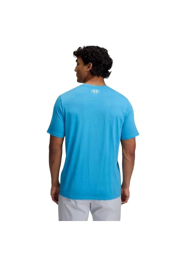 Under Armour - T-shirt Męski Logo. Kolor: niebieski, wielokolorowy, biały. Sport: turystyka piesza