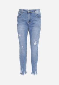 Born2be - Niebieskie Elastyczne Jeansy Skinny Push Up z Przedarciami Blienna. Kolor: niebieski #2