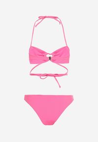 Born2be - Różowe Dwuczęściowe Bikini z Wiązaniem na Szyi Eusta. Kolor: różowy. Materiał: tkanina. Wzór: gładki #5