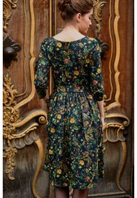 Marie Zélie - Sukienka Melia Folium. Materiał: bawełna, tkanina, materiał, elastan. Długość rękawa: długi rękaw. Wzór: kwiaty. Sezon: jesień #3