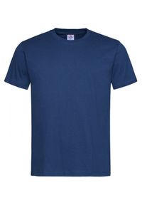 Stedman - Ciemny Niebieski Bawełniany T-Shirt Męski Bez Nadruku -STEDMAN Koszulka, Krótki Rękaw, Basic, U-neck. Okazja: na co dzień. Kolor: niebieski. Materiał: bawełna. Długość rękawa: krótki rękaw. Długość: krótkie. Styl: casual #1