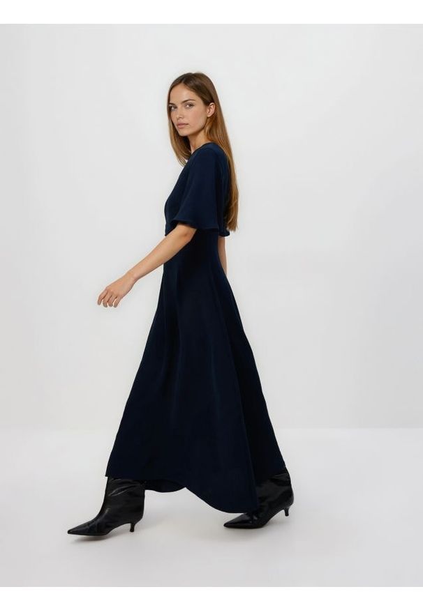 Reserved - Sukienka maxi - granatowy. Kolor: niebieski. Materiał: tkanina. Typ sukienki: proste. Długość: maxi