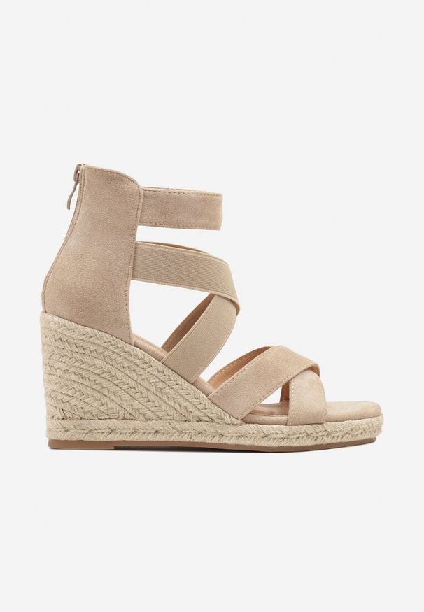 Born2be - Ciemnobeżowe Sandały Vices na Plecionym Koturnie w Stylu Boho Telomaris. Okazja: na co dzień. Kolor: beżowy. Obcas: na koturnie. Styl: boho