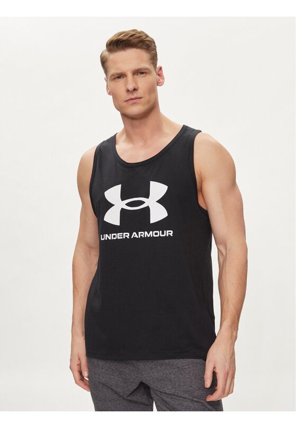 Under Armour Tank top Ua Sportstyle Logo Tank 1382883-001 Czarny Loose Fit. Kolor: czarny. Materiał: bawełna, syntetyk