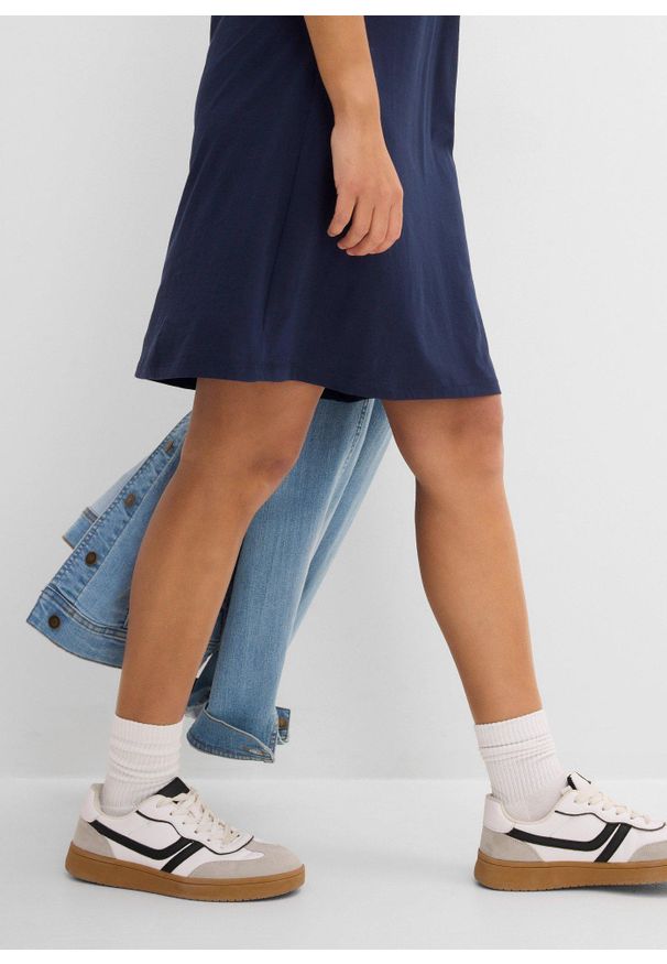 bonprix - Sukienka dresowa z czystej bawełny organicznej. Kolor: niebieski. Materiał: bawełna, dresówka