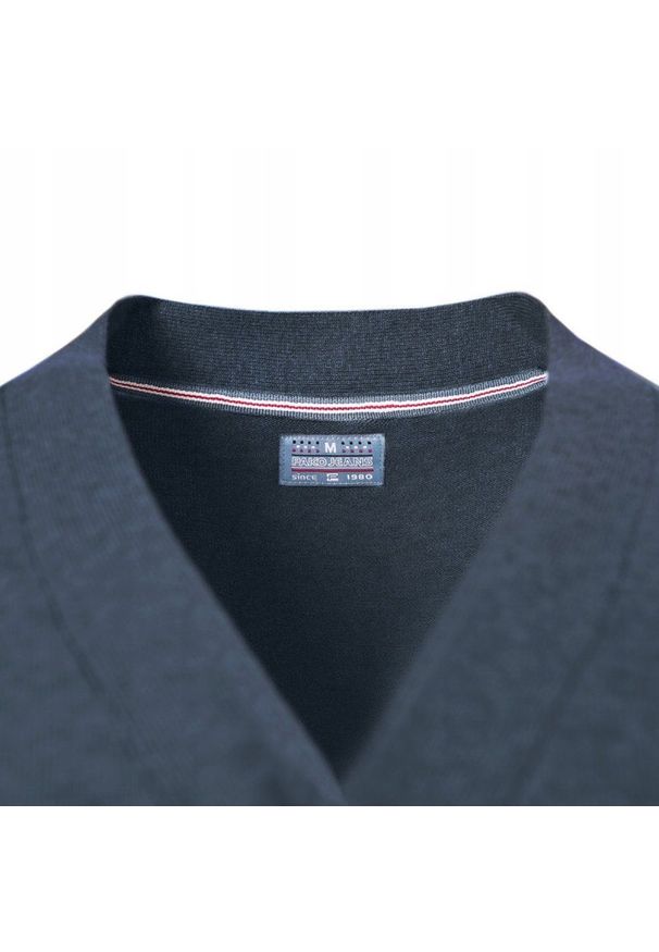 Bawełniany Sweter Męski, Rozpinany (Kardigan) - Pako Jeans - Jasny Granat. Okazja: do pracy, na spotkanie biznesowe. Kolor: niebieski. Materiał: bawełna. Styl: biznesowy, klasyczny
