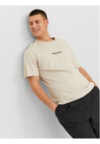 Jack & Jones - Jack&Jones T-Shirt Vesterbro 12240121 Beżowy Relaxed Fit. Kolor: beżowy. Materiał: bawełna