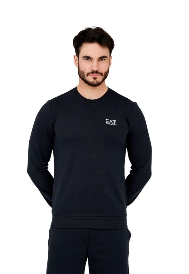 EA7 Emporio Armani - EA7 Granatowa bluza męska z białym logo, Rozmiar M. Kolor: niebieski