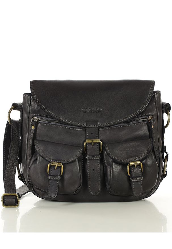 Torebka damska czarna MARCO MAZZINI v149a. Kolor: czarny. Sezon: lato, jesień. Materiał: skórzane. Styl: vintage, elegancki, casual. Rodzaj torebki: na ramię