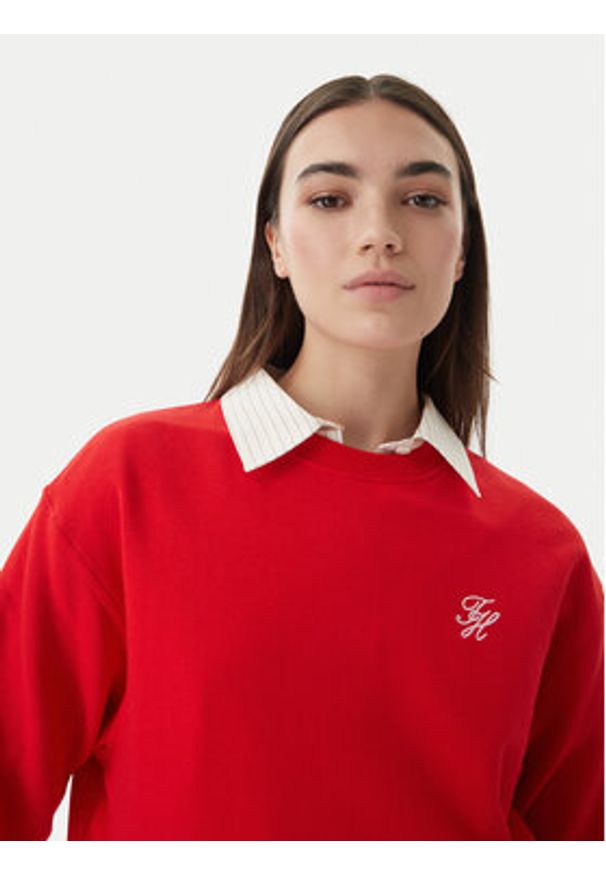 TOMMY HILFIGER - Tommy Hilfiger Bluza Logo Embroidery WW0WW48724 Czerwony Relaxed Fit. Kolor: czerwony. Materiał: bawełna