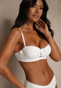 Renee - Biały Klasyczny Biustonosz Typu Balkonetka Doriesana. Kolor: biały. Materiał: jeans #7