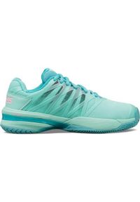 Buty do tenisa damskie K-Swiss Ultrashot 2 Allcourt. Kolor: niebieski, różowy, wielokolorowy. Materiał: materiał, syntetyk. Szerokość cholewki: normalna. Sport: tenis