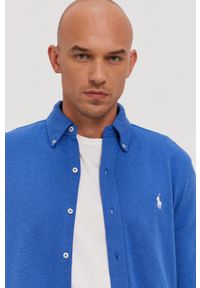 Polo Ralph Lauren Koszula bawełniana 710654408043 męska regular z kołnierzykiem button-down. Typ kołnierza: button down, polo. Kolor: niebieski. Materiał: bawełna. Długość rękawa: długi rękaw. Długość: długie #1