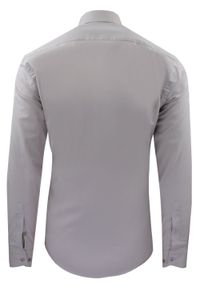 Męska Koszula Wizytowa, Taliowany Krój - Victorio - Popielata. Kolor: szary. Materiał: poliester, elastan, bawełna. Styl: wizytowy #2
