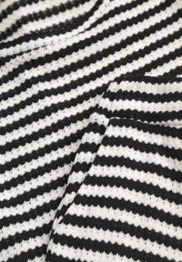 Born2be - Beżowo-Czarny Dzianinowy Komplet z Bawełną Ozdobiony Wzorem w Paski Spodnie i Bluzka Amiphisia. Kolor: beżowy. Materiał: bawełna, dzianina. Wzór: paski, aplikacja #4