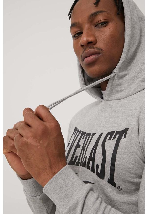 EVERLAST - Everlast bluza męska kolor szary z kapturem melanżowa. Typ kołnierza: kaptur. Kolor: szary. Materiał: dzianina. Wzór: melanż