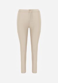 Renee - Jasnobeżowe Spodnie z Ekoskóry o Fasonie Skinny Sonowa. Stan: podwyższony. Kolor: beżowy #2