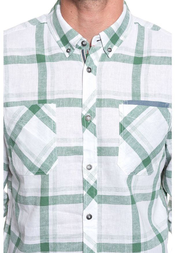 Mustang - MĘSKA KOSZULA MATERIAŁOWA MUSTANG CLEMENS LINEN CHECK 1009584 11749. Materiał: materiał