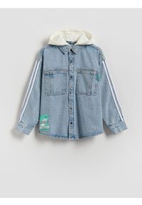 Reserved - Jeansowa koszula z kapturem - niebieski. Typ kołnierza: kaptur. Kolor: niebieski. Materiał: jeans #1