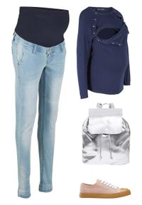 Dżinsy ciążowe Boyfriend ze zwężanymi nogawkami bonprix jasnoniebieski "bleached". Kolekcja: moda ciążowa. Kolor: niebieski. Materiał: materiał, bawełna, poliester, elastan #3