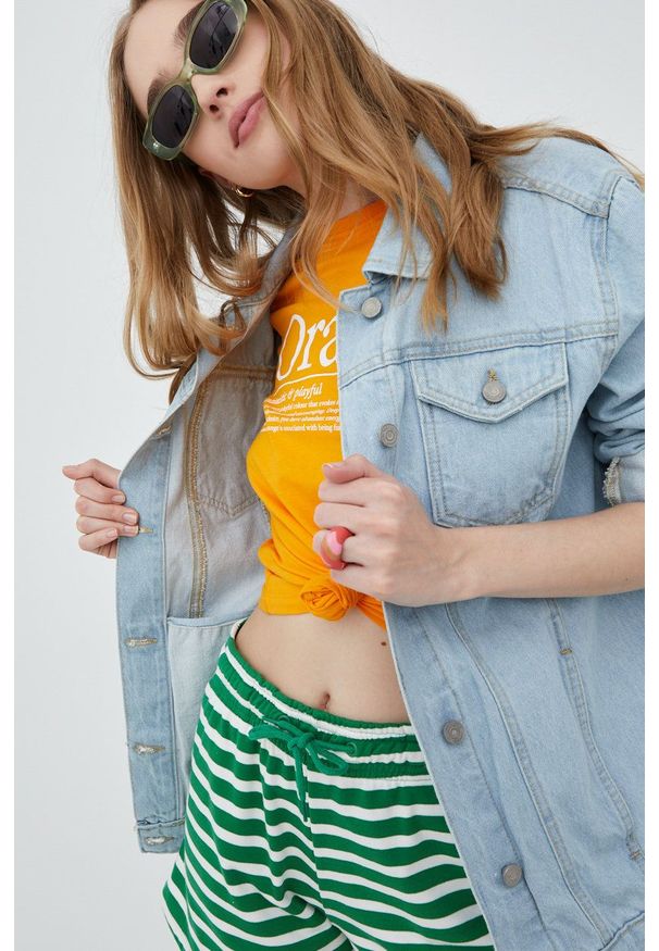 Brave Soul kurtka jeansowa damska przejściowa. Okazja: na co dzień. Kolor: niebieski. Materiał: jeans. Styl: casual