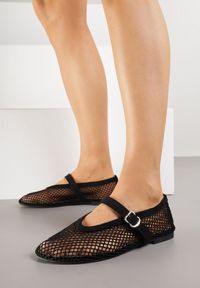 Born2be - Czarne Siateczkowe Balerinki Appletwinkle. Okazja: na co dzień. Zapięcie: sprzączka. Kolor: czarny. Materiał: materiał, jeans. Sezon: lato. Styl: casual #1