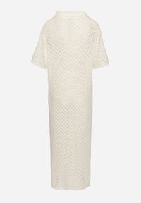 Born2be - Jasnobeżowa Siateczkowa Sukienka Koszulowa z Bawełną Folaris. Okazja: na co dzień. Kolor: beżowy. Materiał: bawełna. Sezon: lato. Typ sukienki: koszulowe. Styl: elegancki, casual #2