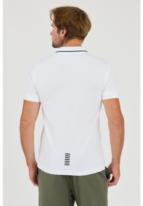 EA7 Emporio Armani - EA7 Biała męska koszulka polo, Rozmiar L. Typ kołnierza: polo. Kolor: biały