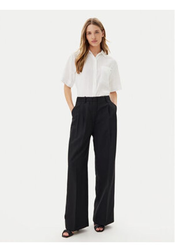 TOMMY HILFIGER - Tommy Hilfiger Spodnie materiałowe WW0WW45460 Czarny Relaxed Fit. Kolor: czarny. Materiał: len