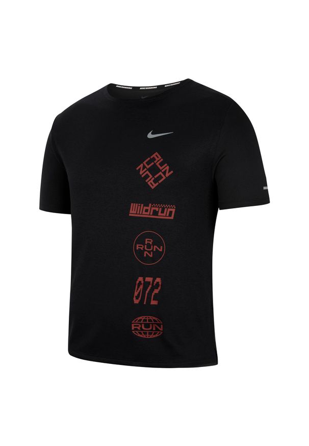 Koszulka do biegania męska Nike Miler Wild Run CU6038. Materiał: materiał, włókno, poliester. Technologia: Dri-Fit (Nike). Sport: bieganie