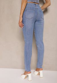 Renee - Jasnoniebieskie Jeansy Skinny z Bawełną High Waist Mevorra. Okazja: na co dzień. Stan: podwyższony. Kolor: niebieski. Styl: klasyczny, casual