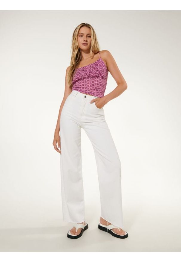 Sinsay - Crop top ze wzorem - wielobarwny. Materiał: materiał