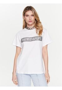 Patrizia Pepe T-Shirt 8M1460/J074-W103 Biały Regular Fit. Kolor: biały. Materiał: bawełna