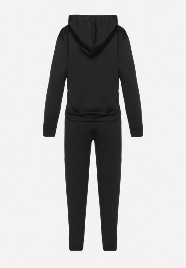 Born2be - Czarny Komplet Dresowy Bluza Kangurka z Kapturem i Spodnie Joggery Triasa. Kolor: czarny. Materiał: dresówka