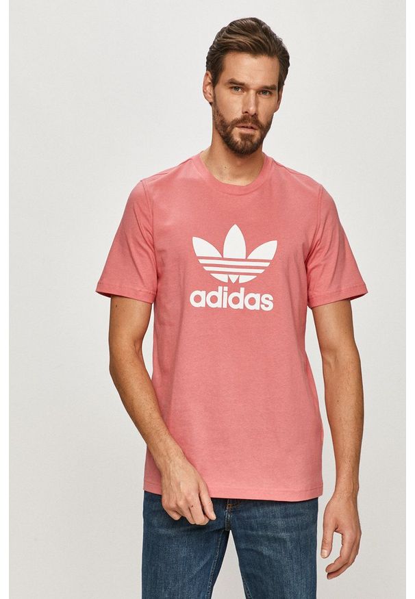 adidas Originals - T-shirt. Okazja: na co dzień. Kolor: różowy. Materiał: dzianina. Wzór: nadruk. Styl: casual