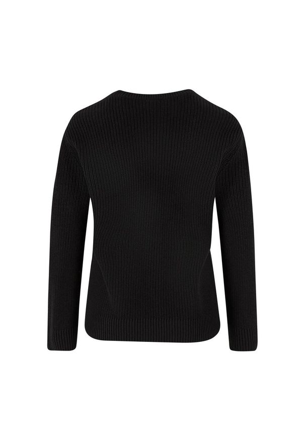 Urban Classics - Damski Sweter Z Dzianiny W Prążki. Kolor: czarny. Materiał: dzianina. Wzór: prążki