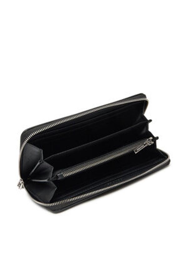 Calvin Klein Portfel Ck Daily Large Zip Around_Tex K60K612960 Czarny. Kolor: czarny. Materiał: skóra