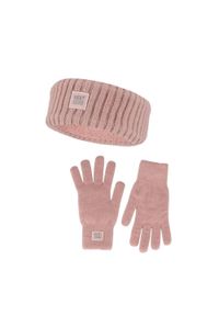 HEAT KEEPER - Zimowy zestaw termiczny dla kobiet – opaska na głowę + rękawiczki – różowy. Kolor: różowy. Materiał: poliester. Sezon: zima. Styl: sportowy #1