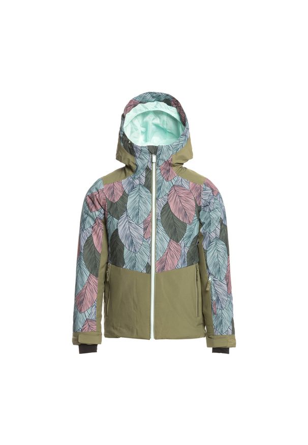 Roxy - Kurtka snowboardowa dziecięca ROXY Silverwinter. Kolor: zielony. Sezon: zima. Sport: snowboard