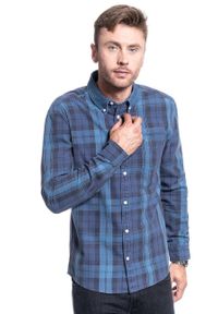 Wrangler - KOSZULA MĘSKA WRANGLER LS 1PKT BUTTON DOWN DARK BLUE TEAL W5A3NTB16 112130032. Typ kołnierza: button down