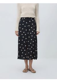 Reserved - Spódnica midi z wiskozy - czarny. Kolor: czarny. Materiał: wiskoza #1