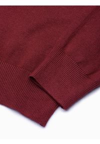 Ombre Clothing - Sweter klasyczny męski z wiskozą BASIC z okrągłym dekoltem – bordowy V11 OM-SWBS-0106 - XXL. Okazja: na spotkanie biznesowe, do pracy, na co dzień. Kolor: czerwony. Materiał: wiskoza. Wzór: gładki. Styl: klasyczny #4