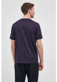 BOSS - Boss T-shirt bawełniany kolor granatowy z nadrukiem. Okazja: na co dzień. Kolor: niebieski. Materiał: bawełna. Wzór: nadruk. Styl: casual