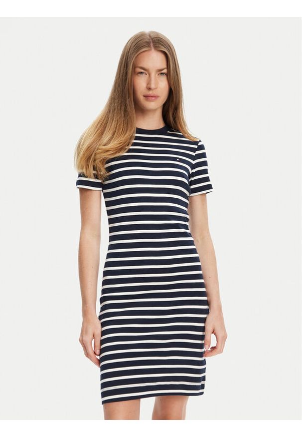 TOMMY HILFIGER - Tommy Hilfiger Sukienka codzienna New Cody WW0WW42721 Granatowy Slim Fit. Okazja: na co dzień. Kolor: niebieski. Materiał: bawełna. Typ sukienki: proste. Styl: casual