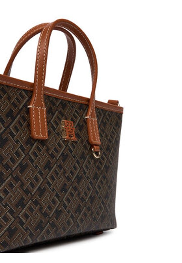 TOMMY HILFIGER - Tommy Hilfiger Torebka Th Monoplay Mini Tote Le AW0AW18848 Czarny. Kolor: czarny. Materiał: skórzane